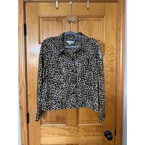 Dressbarn Women's Leopard Print Long Sleeve Button Up Shirt Jacket XL